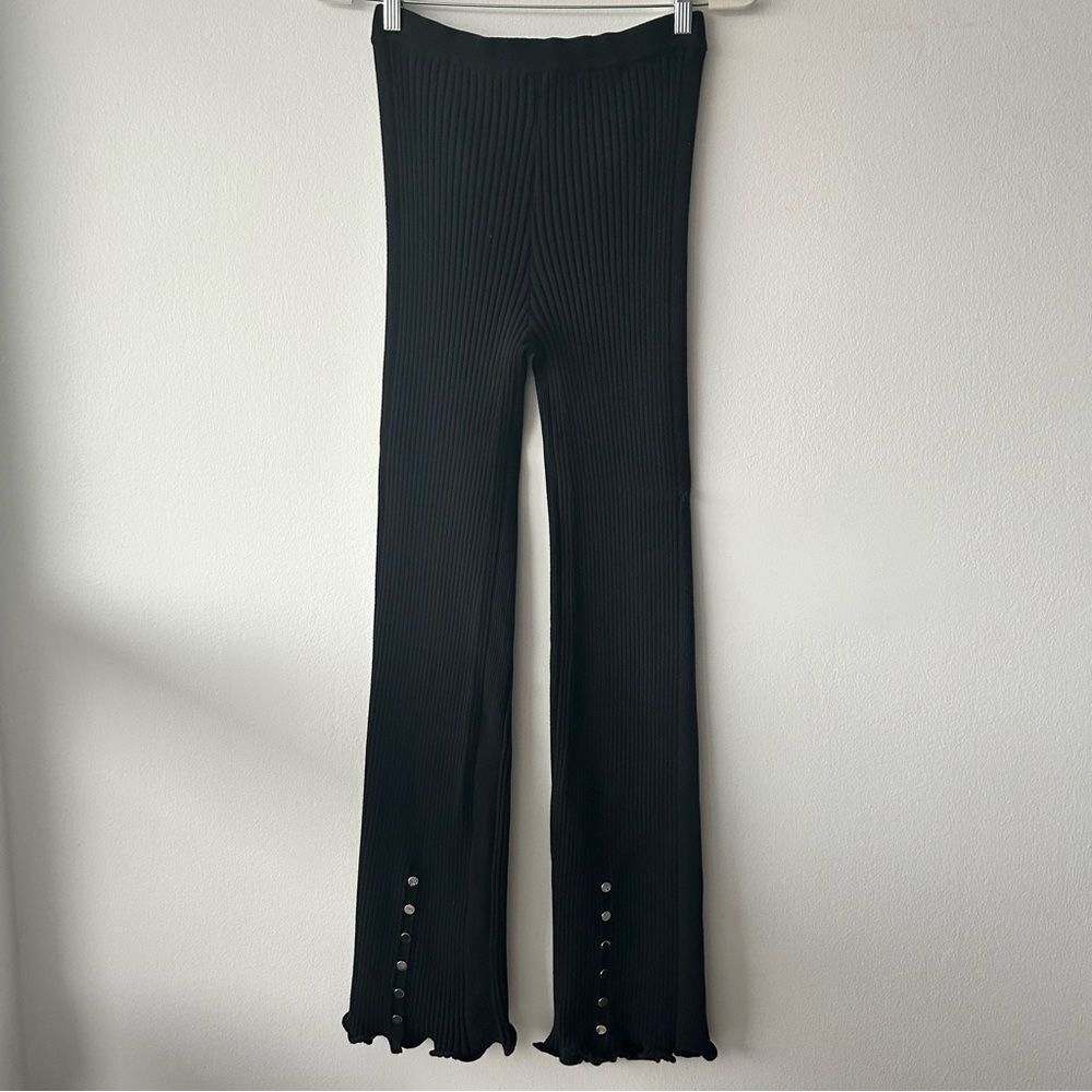 Paco Rabanne Ribbed Knit Flared Trousers in black - Picture 7 of 16